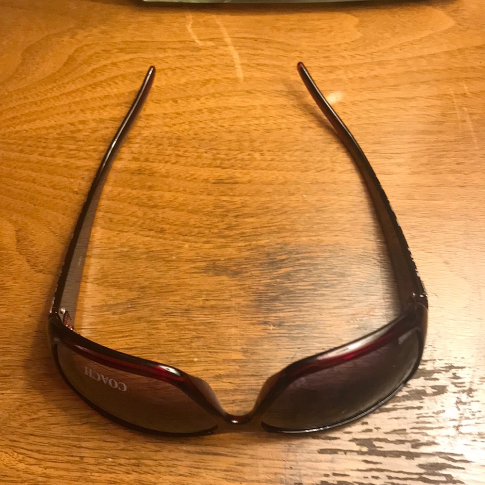 Coach Red/Burgundy & Silver Signature C Sunglasses with Brown Signature C Case - Picture 6 of 14